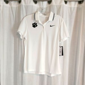 Clemson Short Sleeve Polo White/black Dri Fit  NWT CW7219 womens